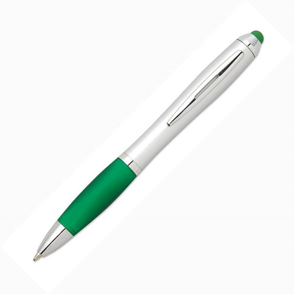 Obrázky: Zelené plastové kuličkové pero se stylusem