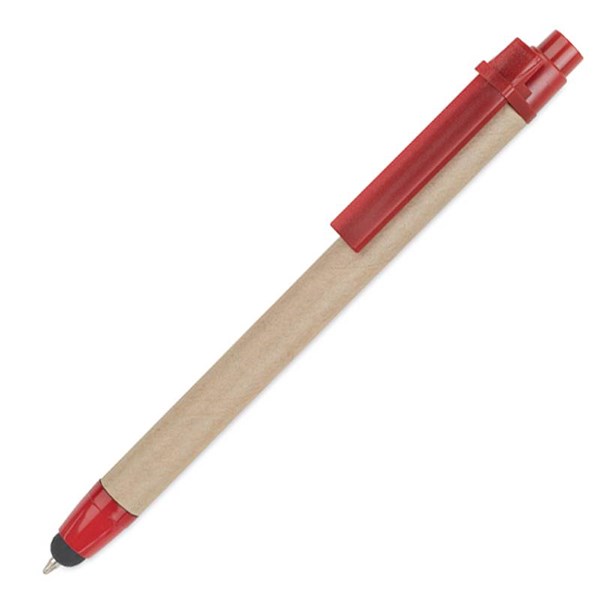 Obrázky: Kuličkové recyklované pero 2v1 s červenými doplňky