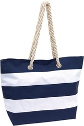 Obrázky: Modře pruhovaná plážová taška s držadly z bavlny