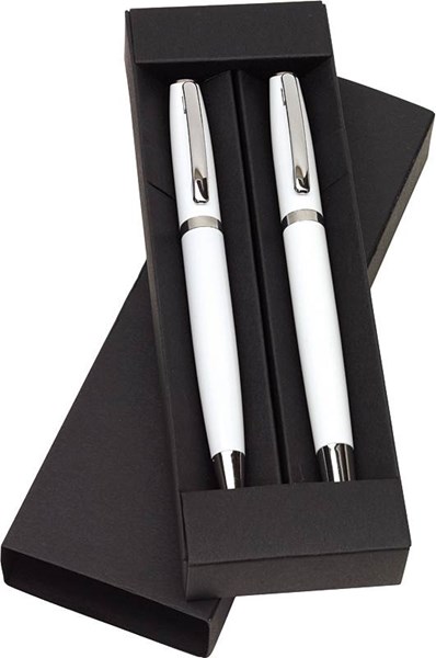 Obrázky: Bílá sada hliníkového kuličkového pera a rolleru