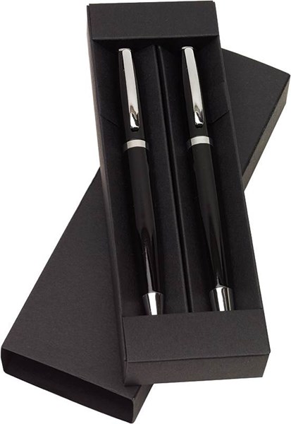 Obrázky: Černá sada hliníkového kuličkového pera a rolleru