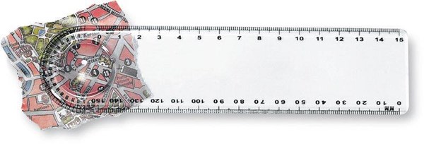 Obrázky: Průhledné pravítko 15cm s lupou a úhloměrem
