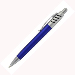 Obrázky: Modré kuličkové pero s kovovými doplňky ALEX