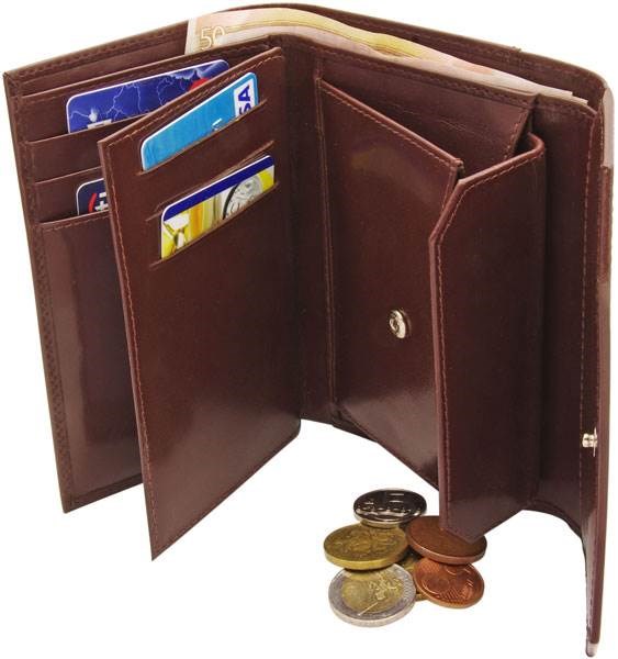 Obrázky: Dámská kožená peněženka, luxusní hnědočervená kůže, Obrázek 2
