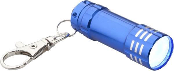 Obrázky: Modrá matná hliníková LED minisvítilna s karabinou