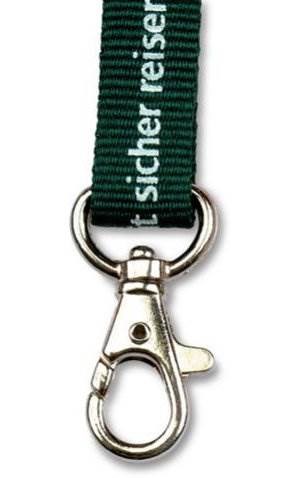 Obrázky: Bílá plochá šňůrka 25x1000, karabina s pojistkou