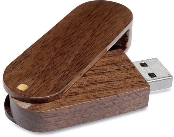 Obrázky: Oválný Woody USB disk 1GB, tmavé dřevo, Obrázek 2