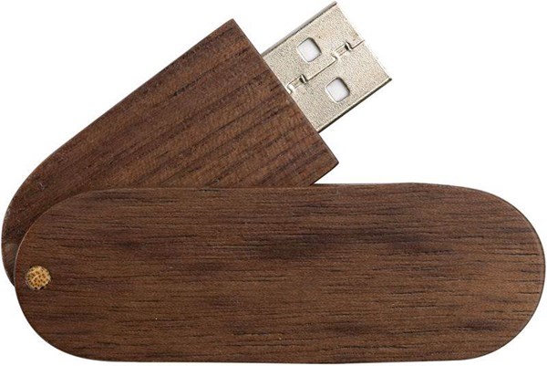 Obrázky: Oválný Woody USB disk 1GB, tmavé dřevo, Obrázek 3