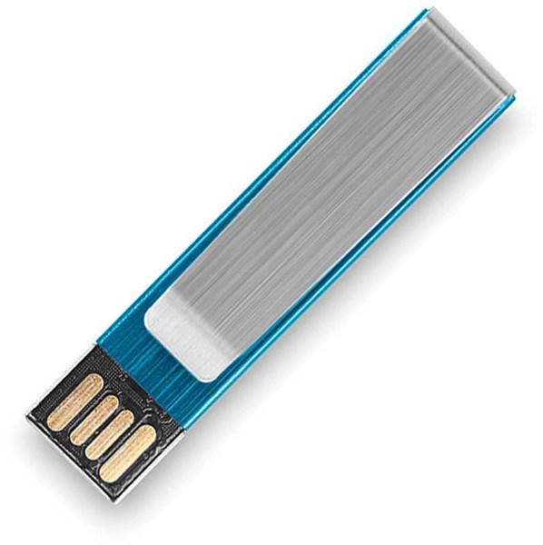 Obrázky: Modrý hliníkový flash disk 1GB s klipem