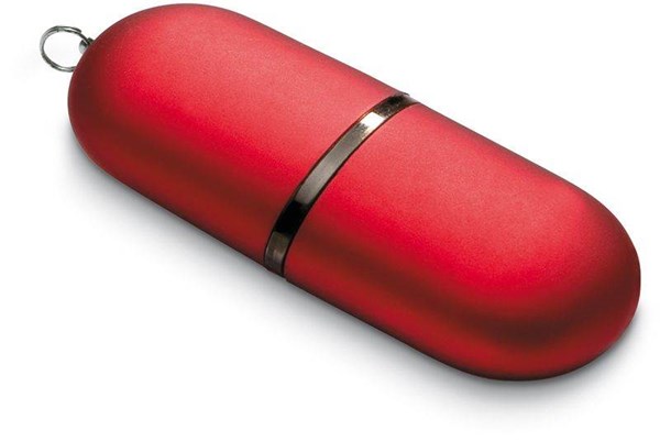 Obrázky: Infocap červený oválný USB flash disk s očkem, 1GB