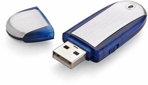 Obrázky: Memory stříbrno-modrý USB flash disk, krytka, 2GB