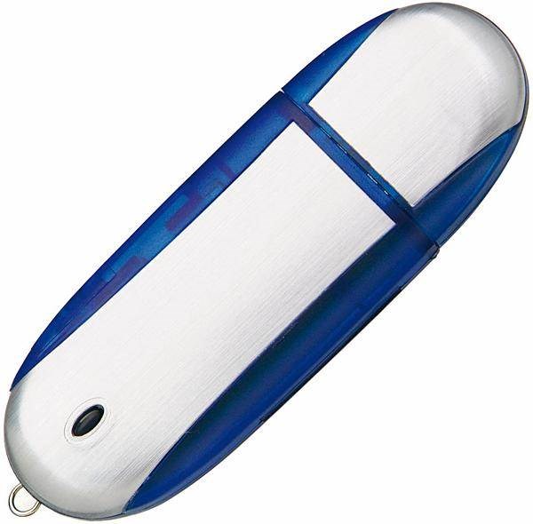 Obrázky: Memory stříbrno-modrý USB flash disk, krytka, 2GB, Obrázek 2