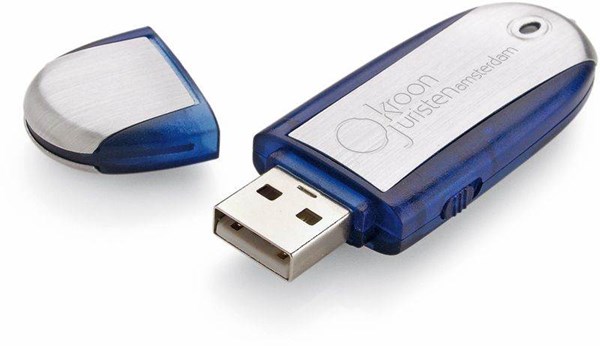 Obrázky: Memory stříbrno-modrý USB flash disk, krytka, 2GB, Obrázek 3