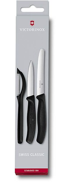 Obrázky: Černá sada 2 nožů a škrabky VICTORINOX