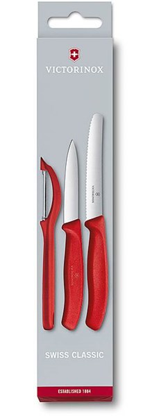 Obrázky: Červená sada 2 nožů a škrabky VICTORINOX