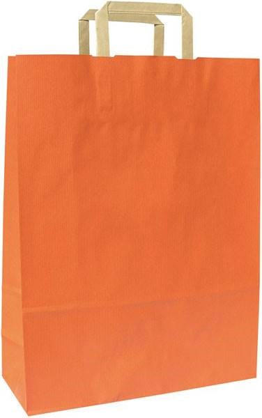 Obrázky: Papírová taška 23x10x32 cm,ploché držadlo,oranžová
