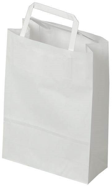 Obrázky: Papírová taška 18x8x25 cm, ploché držadlo, bílá