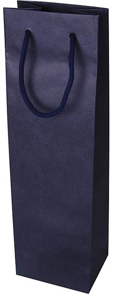 Obrázky: Papírová taška 12x9x40 cm, textilní šňůra, modrá, Obrázek 1