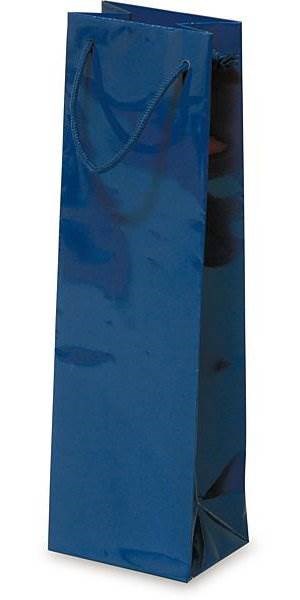 Obrázky: Papírová taška 12x9x40 cm, textil.šňůra,modrý lesk