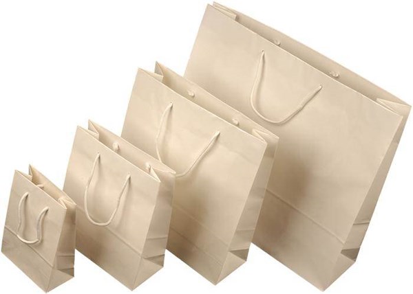 Obrázky: Papírová taška 16x8x25 cm, textilní šňůrky, bílá, Obrázek 2