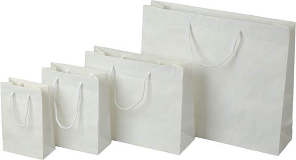 Obrázky: Papírová taška 38x13x31 cm, textilní šňůrky, bílá, Obrázek 1
