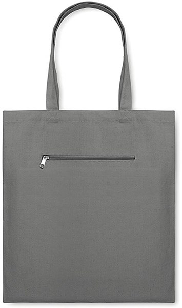 Obrázky: Plátěná nákupní taška s kapsou na zip, šedá, Obrázek 1