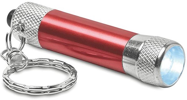 Obrázky: Mini LED hliníková svítilna s přívěskem, červená, Obrázek 2