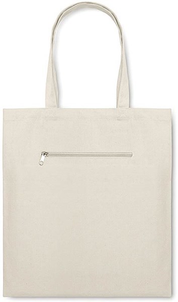Obrázky: Plátěná nákupní taška s kapsou na zip, béžová, Obrázek 1