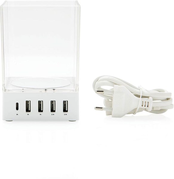 Obrázky: Bílá USB nabíječka se stojánkem na tužky, Obrázek 4