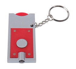 Obrázky: Červený přívěsek na klíče s LED světlem a žetonem