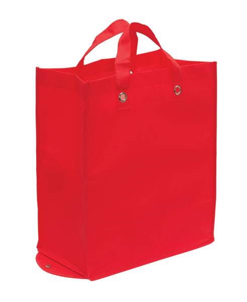 Obrázky: Červená skládací nákupní taška z PP, zesílené dno