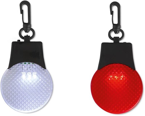 Obrázky: Bezpečnostní 3x LED odrazka s karabinou, červená, Obrázek 2
