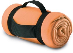 Obrázky: Oranžová fleecová deka s popruhy