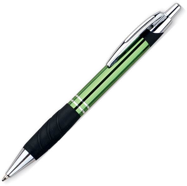 Obrázky: Zelené kovové kuličkové pero BIRD s pryží