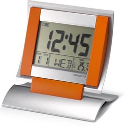 Obrázky: Oranžové stolní hodiny s teploměrem a kalendářem