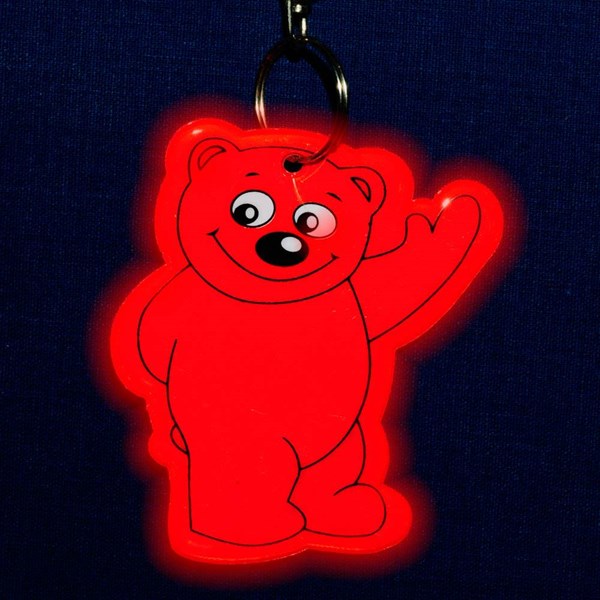 Obrázky: Červený reflexní přívěsek s karabinou - medvídek, Obrázek 3