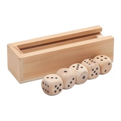 Obrázky: Dřevěná sada pěti kostek v krabičce