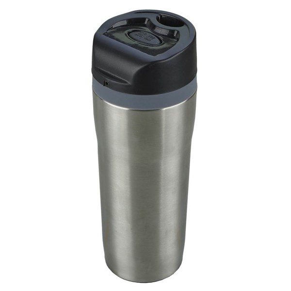 Obrázky: Stříbrný nerez. termohrnek 350 ml, push-up uzávěr