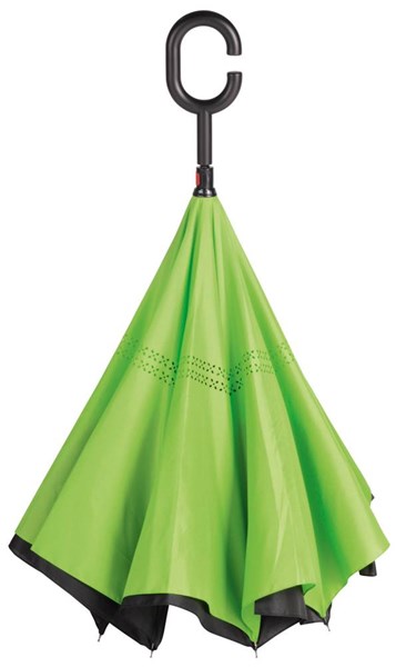 Obrázky: Zelený reverzní handsfree deštník, Obrázek 2