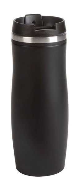 Obrázky: Černý celonerezový hrnek s černými doplňky 400 ml