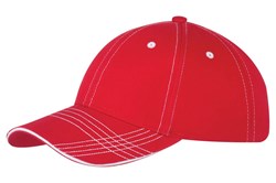 Obrázky: Šestidílná červená prošívaná keprová čepice