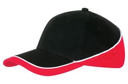 Obrázky: Šestidílná čepice černo/červená, kovová přezka