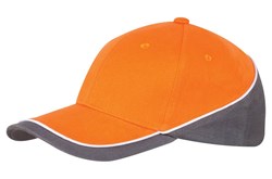 Obrázky: Šestidílná čepice oranžovo/šedá, kovová přezka