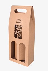 Obrázky: Papírová krabice na 2 láhve s motivem hroznu,laser