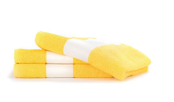 Obrázky: Žlutý ručník PRINT 400 g/m2, bílá bordura