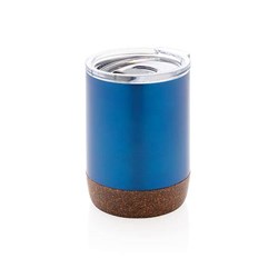 Obrázky: Modrý nerez termohrnek s korkovým detailem, 180 ml