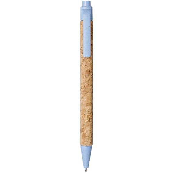 Obrázky: Kuličkové pero z korku a pšeničné slámy, modré