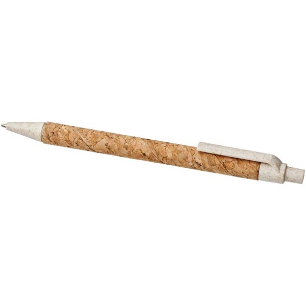 Obrázky: Kuličkové pero z korku a pšeničné slámy, bílé, Obrázek 3
