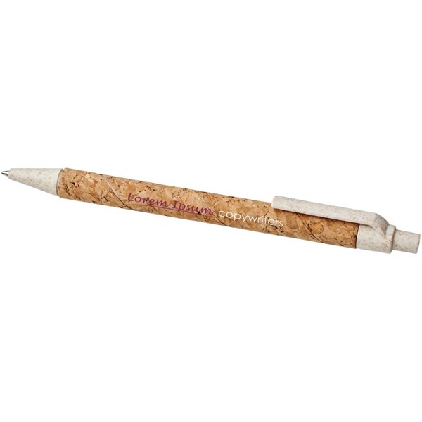Obrázky: Kuličkové pero z korku a pšeničné slámy, bílé, Obrázek 4