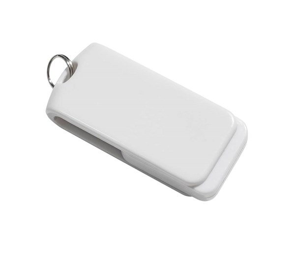 Obrázky: Malý bílý otočný USB flash disk 8GB s kroužkem, Obrázek 2